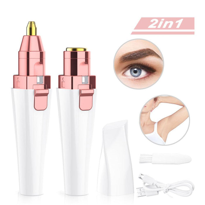 USB Charging Lipstick Shaver 2 In 1 Mini Electric Eyebrow Trimmer Facial Shaver Hair Removal Instrument - EverWindy Market