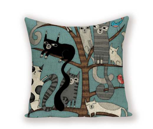 Cushion Cover Colorful Animal Decorative Cat Outdoor Linen Home Sofa Pillows Covers - EverWindy Market