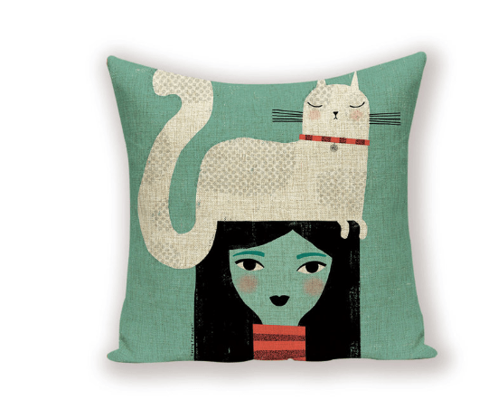 Cushion Cover Colorful Animal Decorative Cat Outdoor Linen Home Sofa Pillows Covers - EverWindy Market