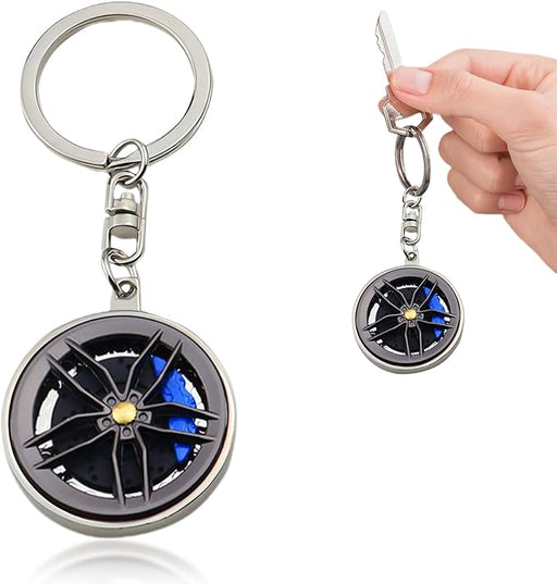 Key Chain Set, Key Chain Miniature Car Wheel Hub Keyring, Rotatable Spinner for Stress Relief,Alloy Key holder Decor for Men Women