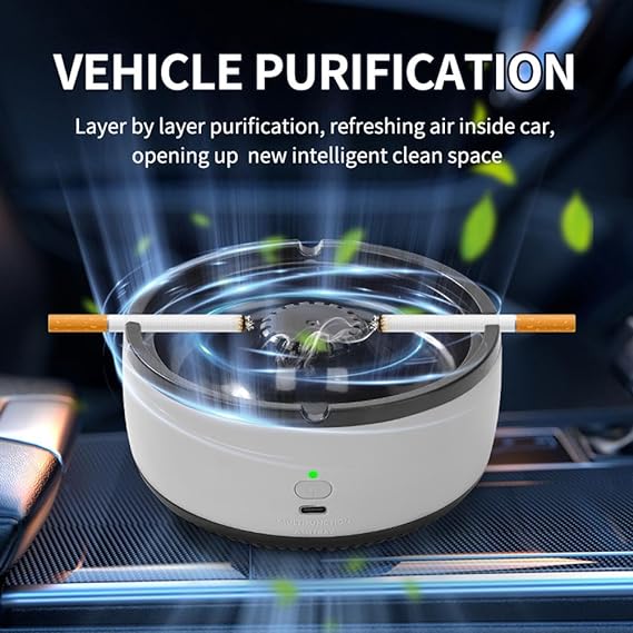 2 in 1 Air Purifier Multifunctional Smokeless Ashtray with Filter, Best for Home Car or Office (Grey)