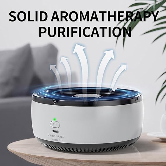 2 in 1 Air Purifier Multifunctional Smokeless Ashtray with Filter, Best for Home Car or Office (Grey)