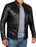 Black Leather Jacket Mens - Cafe Racer Real Lambskin Leather Distressed Motorcycle Jacket