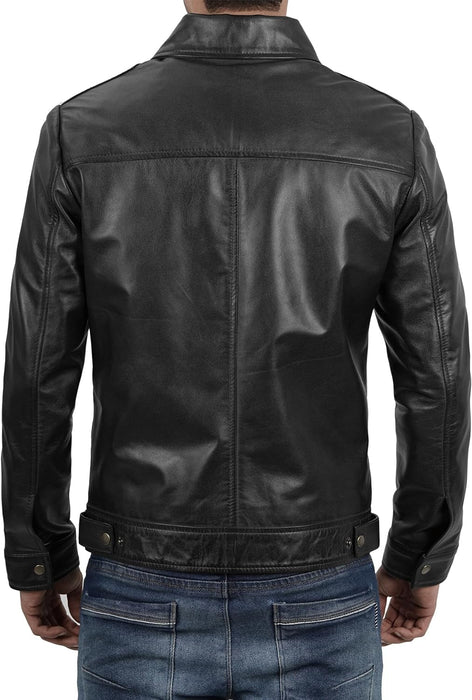 Mens Leather Jacket - Real Lambskin Classic Vintage Style Leather Jackets For Men