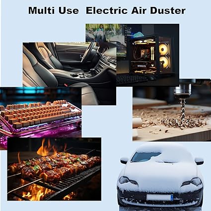 Electric Air Duster - 130000RPM Compressed Air Duster，3 Gear Adjustable Jet Dry Blower can Reusable Can for Computer Keyboard,Outdoors,Car,Home.