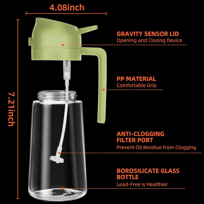 Sprayer - 470ml Olive Oil Bottle - Oil Sprayer for Cooking, Kitchen, Salad, Barbecue Green