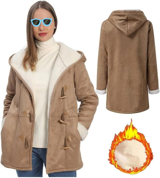 Winter Coats for Women 2023 Warm Plus Size Fleece Lined Jackets Button Down Sherpa Fur Hooded Parka Peacoat Outerwear