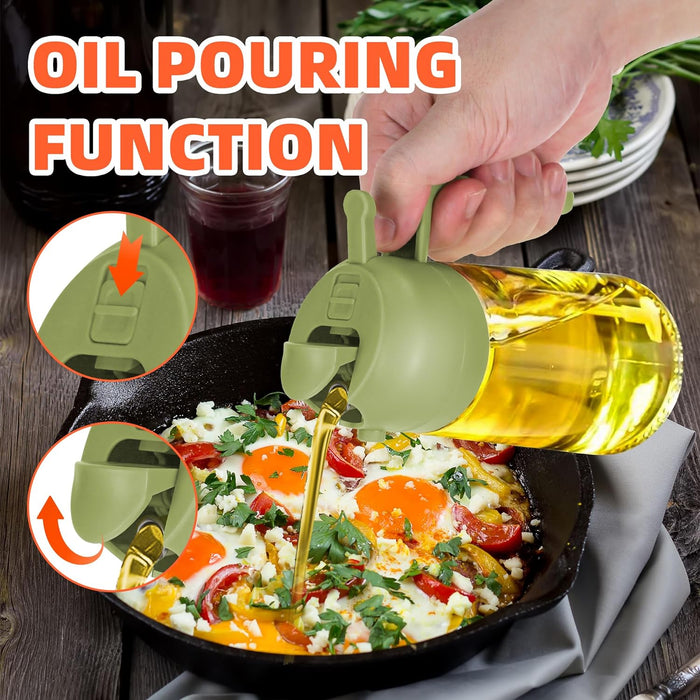 Sprayer - 470ml Olive Oil Bottle - Oil Sprayer for Cooking, Kitchen, Salad, Barbecue Green