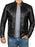 Black Leather Jacket Mens - Cafe Racer Real Lambskin Leather Distressed Motorcycle Jacket