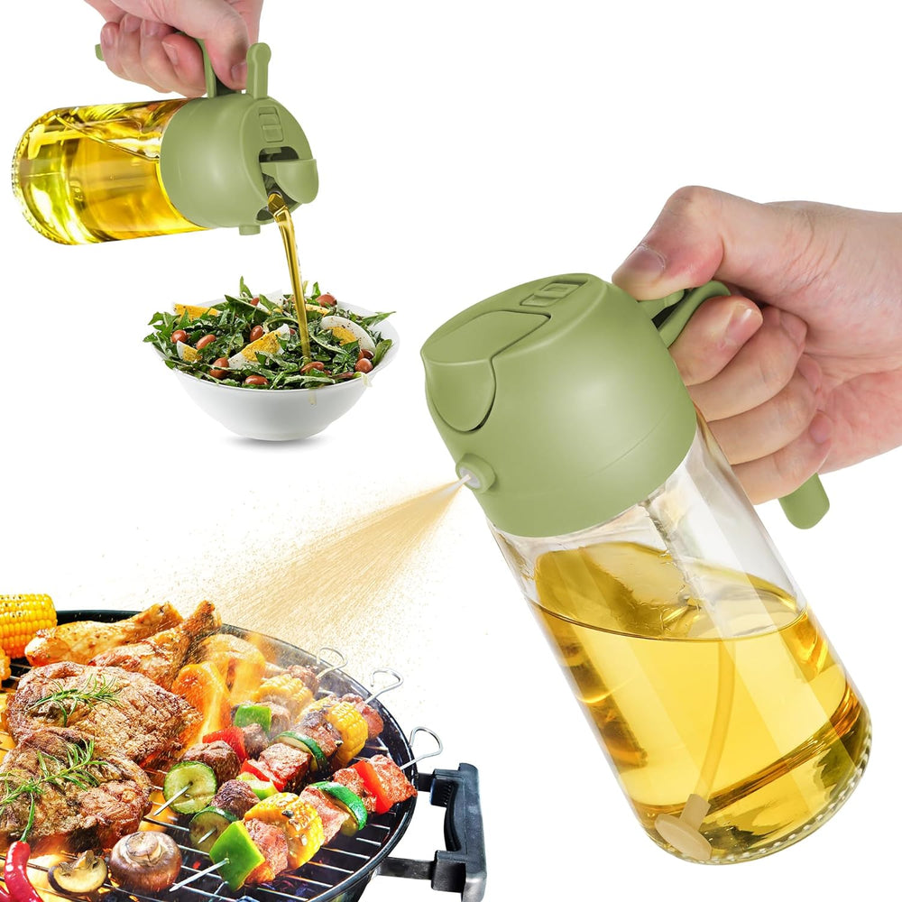 Sprayer - 470ml Olive Oil Bottle - Oil Sprayer for Cooking, Kitchen, Salad, Barbecue Green