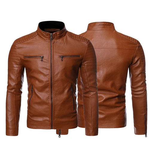 Spring Winter Casual Skin Jacket Coat Men Pu Leather Jacket Zipper Mens Stand Collar Biker Motorcycle Jackets Windbreaker 4XL - EverWindy Market