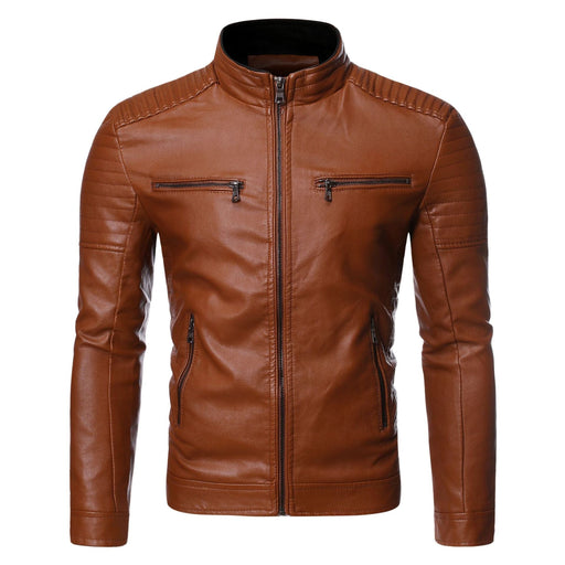 Spring Winter Casual Skin Jacket Coat Men Pu Leather Jacket Zipper Mens Stand Collar Biker Motorcycle Jackets Windbreaker 4XL - EverWindy Market