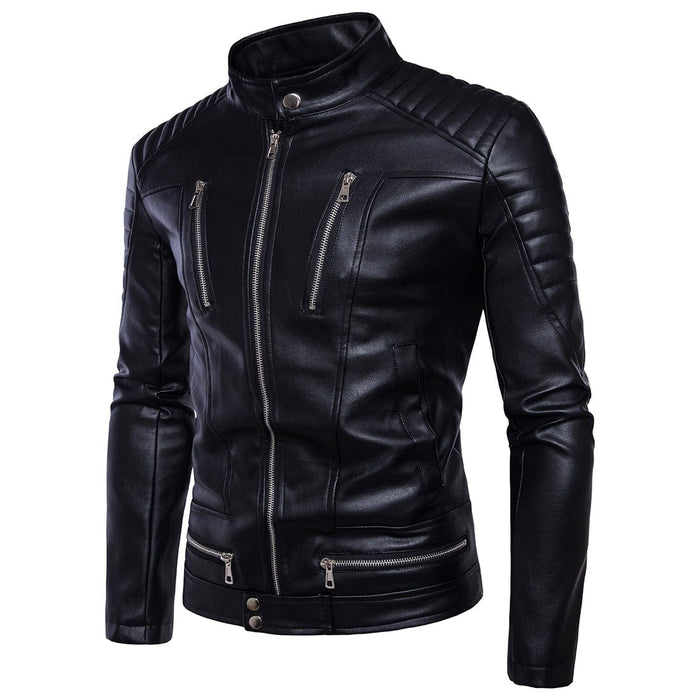 Mens Bomber Jackets Fashion Men Faux Leather Coat Zipper Overcoat Motor Jacket Motorcycle Bikers Punk Man Brand Top Clothing - EverWindy Market